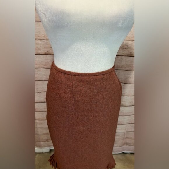Le Suit size 16 rust tweed pleated around hemline skirt suit Fall - Picture 5 of 13